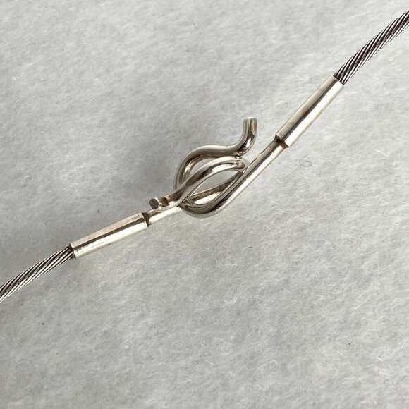 VTG Sterling Silver 925 Hand-wrought Modernist Beaded Floral Acorn Wire Necklace - Picture 6 of 16